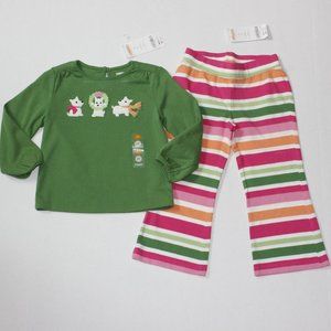 NWT Gymboree 2T top pants Cheery All the Way dog wreath